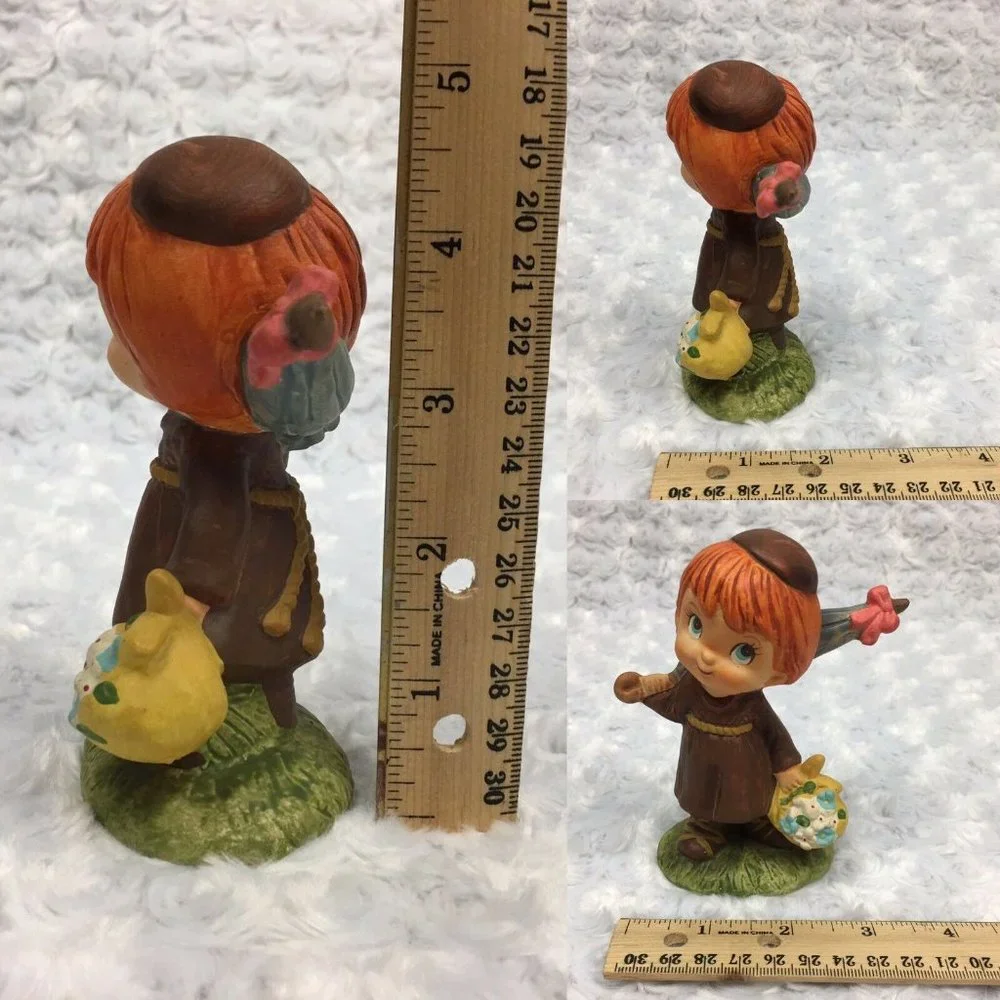 Vtg‎ Little Folks Monk Figurines Hand Painted
